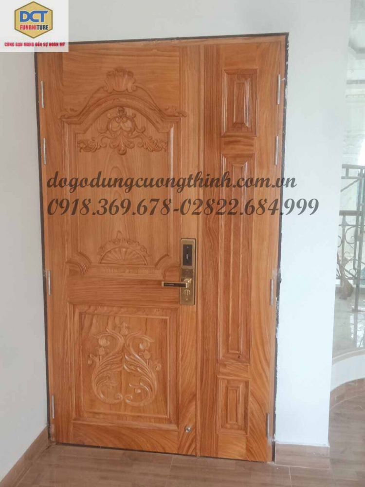 cửa tân cổ điển gỗ gõ đỏ đẹp